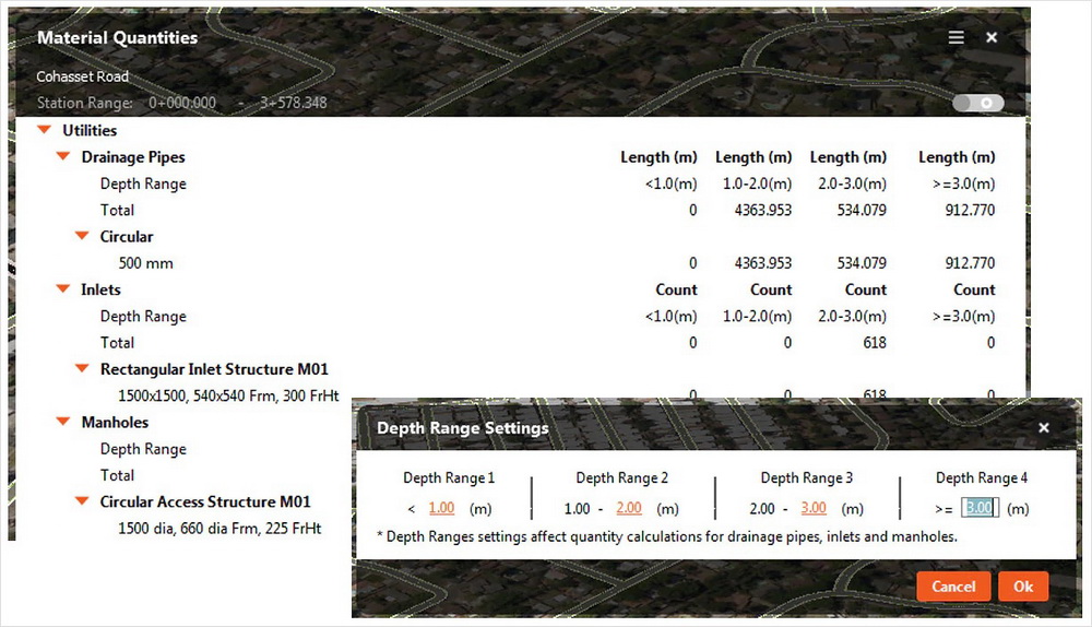 InfraWorks 2019 Quantities