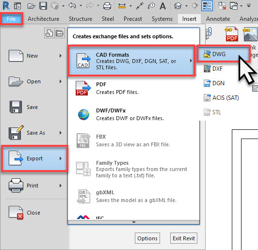 Revit Lineweights into AutoCAD 01 01