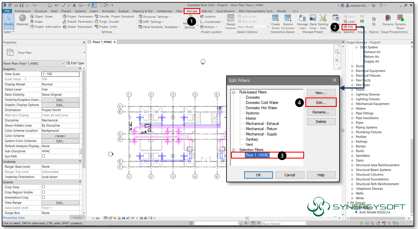 Edit Selection Filters in Revit 1